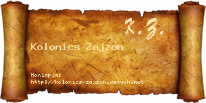 Kolonics Zajzon névjegykártya